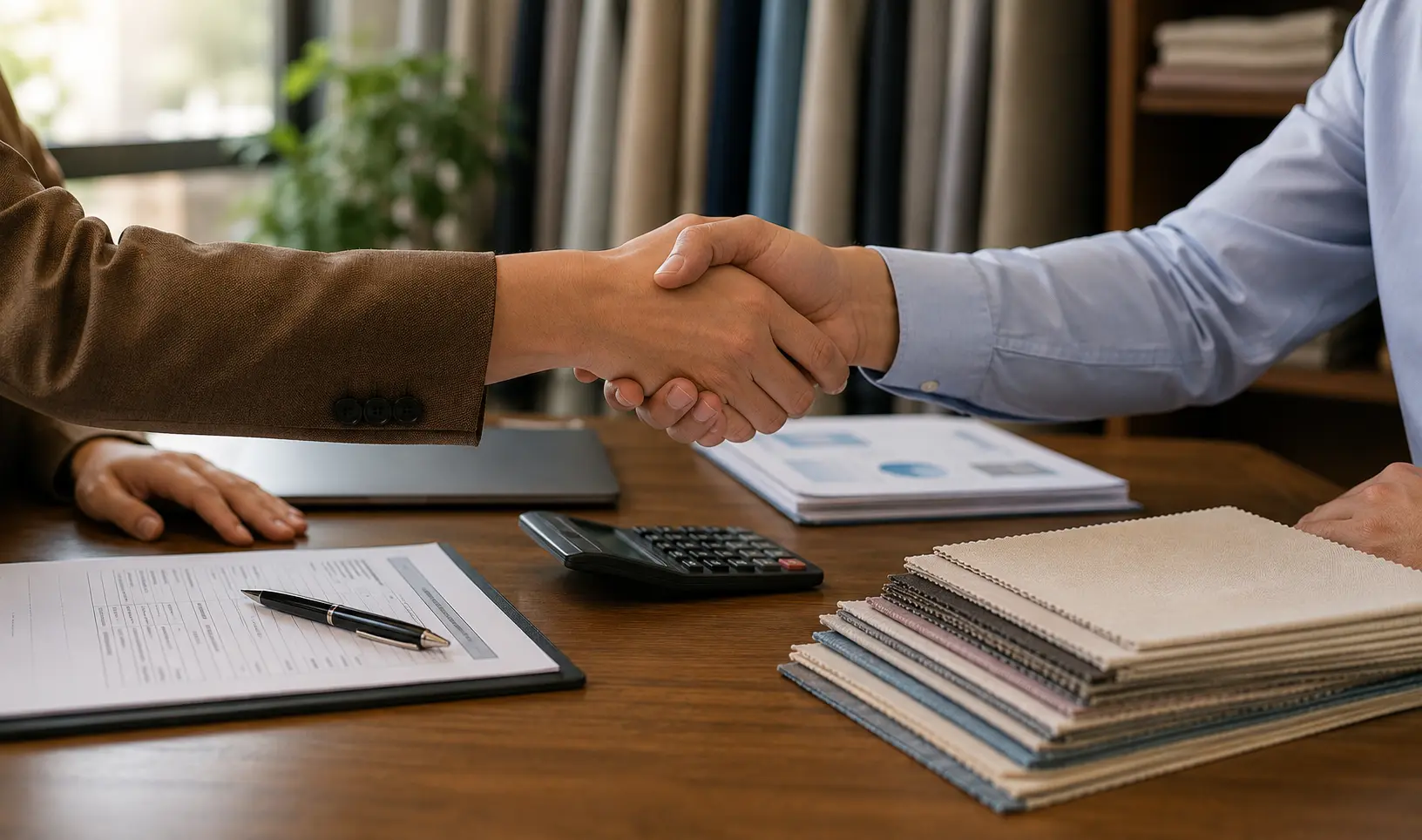 Payment terms document for an overseas textile supplier order